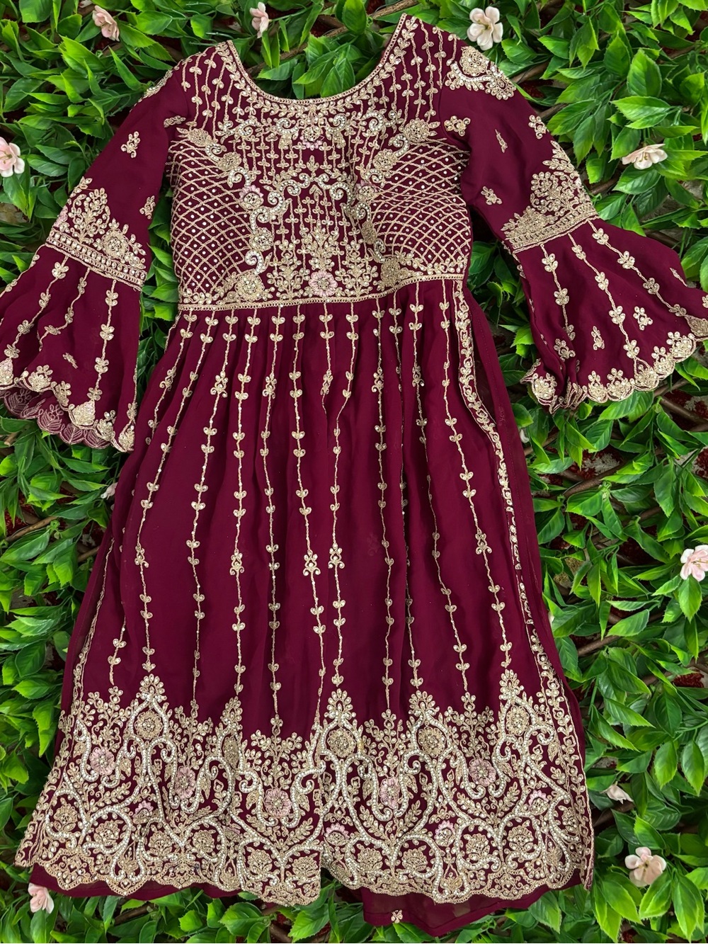 Embroidered Maroon Formal Dress
